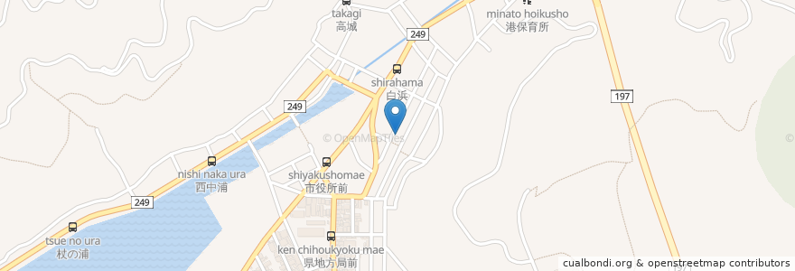 Mapa de ubicacion de JA西宇和農業協同組合 en Japonya, 愛媛県, 八幡浜市.