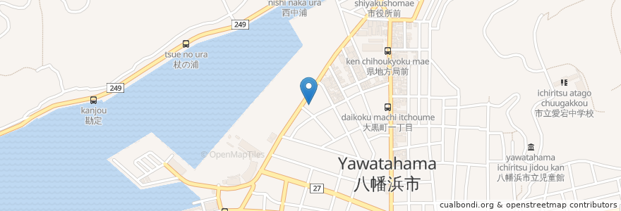 Mapa de ubicacion de 八幡浜漁業協同組合 en اليابان, 愛媛県, 八幡浜市.