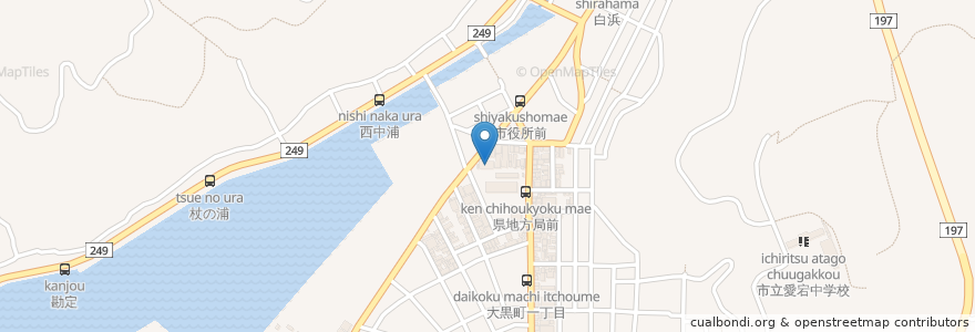 Mapa de ubicacion de 愛媛信用金庫 en 日本, 愛媛県, 八幡浜市.