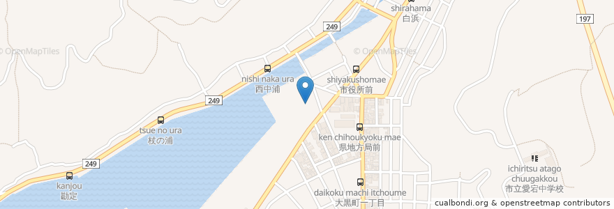 Mapa de ubicacion de 市営駐車場 en 日本, 愛媛県, 八幡浜市.