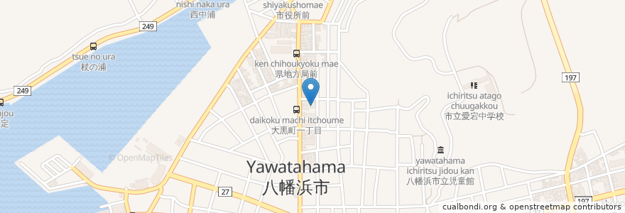 Mapa de ubicacion de 浅田内科 en 日本, 愛媛県, 八幡浜市.