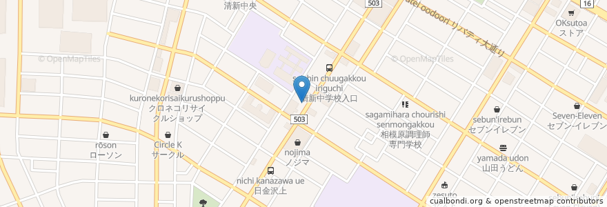 Mapa de ubicacion de カレーハウスCoCo壱番屋 相模原清新店 en Japón, Prefectura De Kanagawa, 相模原市, Barrio Chuo.