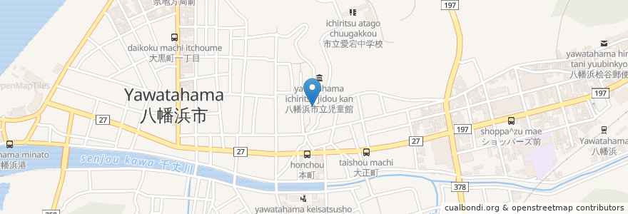 Mapa de ubicacion de 八幡神社 en Japon, Préfecture D'Ehime, 八幡浜市.
