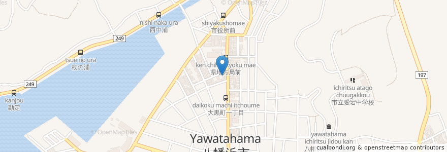 Mapa de ubicacion de 平和伝 en 日本, 愛媛県, 八幡浜市.