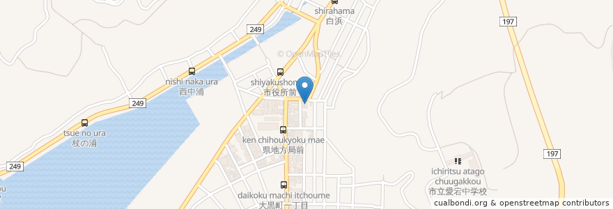 Mapa de ubicacion de 高松屋 en Japón, Prefectura De Ehime, 八幡浜市.