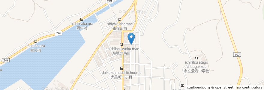 Mapa de ubicacion de Cafe Chocolat en Japonya, 愛媛県, 八幡浜市.
