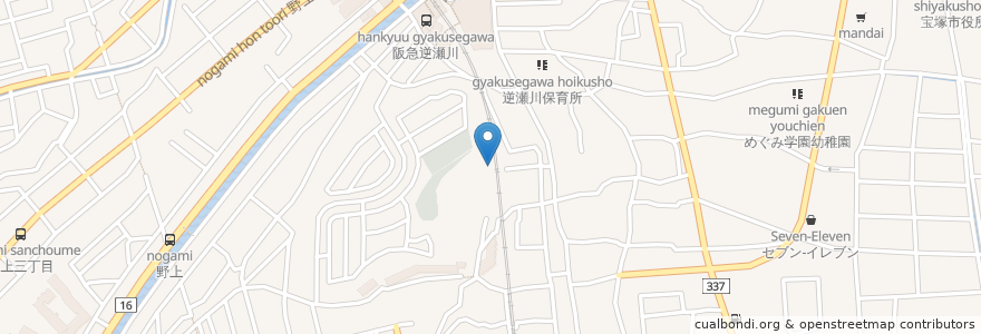 Mapa de ubicacion de 無量壽殿 en 日本, 兵庫県, 宝塚市.