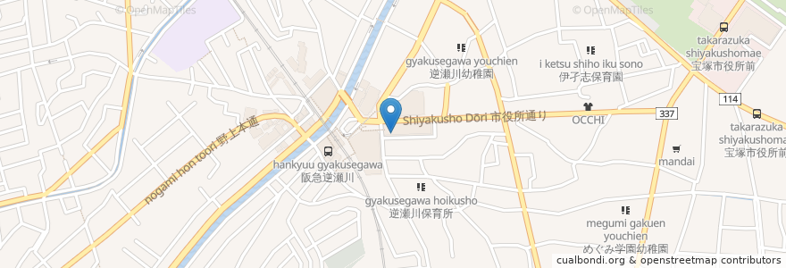 Mapa de ubicacion de とんかつ 花月 en 日本, 兵庫県, 宝塚市.