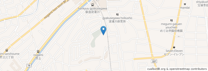Mapa de ubicacion de 観音堂 en Japan, Präfektur Hyōgo, 宝塚市.