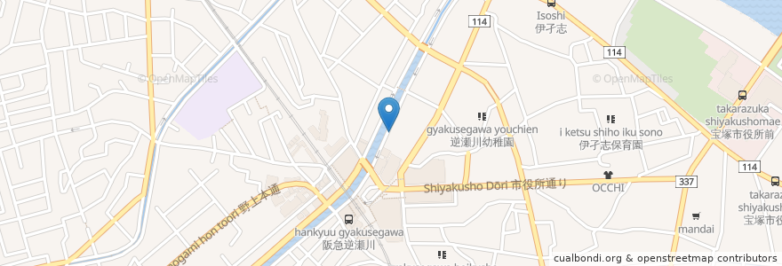 Mapa de ubicacion de 中井歯科 en 일본, 효고현, 宝塚市.