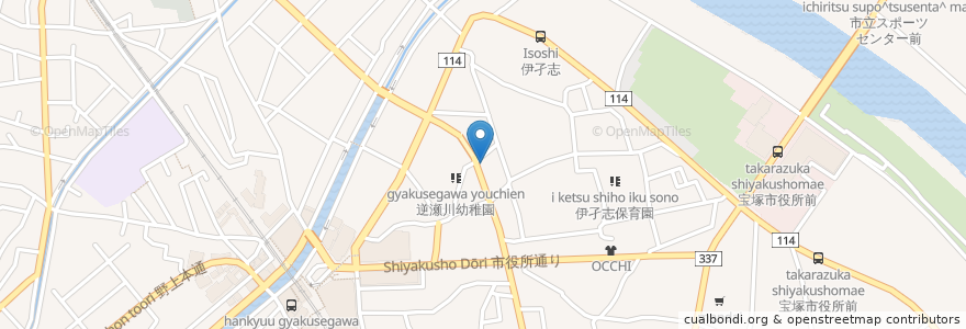 Mapa de ubicacion de オーベルジーヌ en Jepun, 兵庫県, 宝塚市.