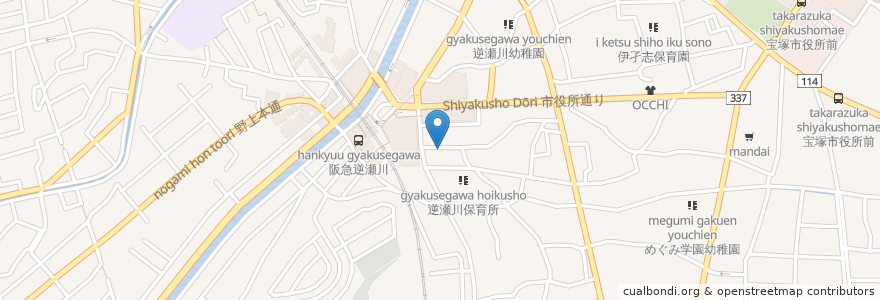 Mapa de ubicacion de カフェ & ギャラリー ミュゲ en ژاپن, 兵庫県, 宝塚市.