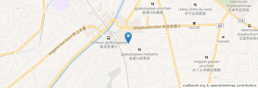 Mapa de ubicacion de ラーメン ロケット開発 en Япония, Хёго, 宝塚市.