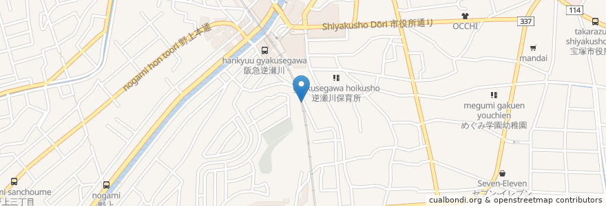 Mapa de ubicacion de 地蔵尊 en 日本, 兵庫県, 宝塚市.