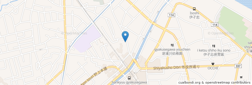 Mapa de ubicacion de 東医院 en 日本, 兵庫県, 宝塚市.