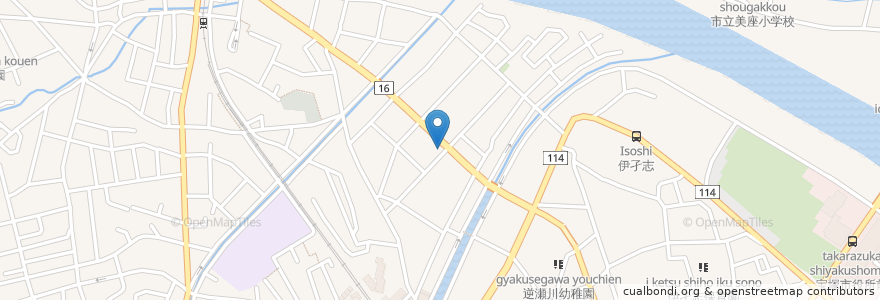 Mapa de ubicacion de 麻生歯科 en 日本, 兵庫県, 宝塚市.