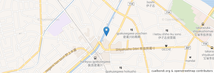 Mapa de ubicacion de 中井医院 en ژاپن, 兵庫県, 宝塚市.