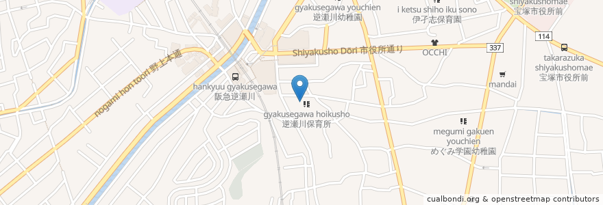 Mapa de ubicacion de あぶりやきボス en Japan, 兵庫県, 宝塚市.