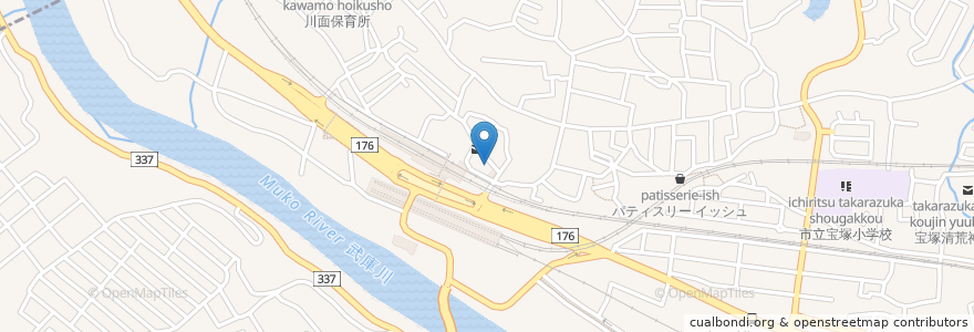 Mapa de ubicacion de 安井眼科 en Japan, 兵庫県, 宝塚市.