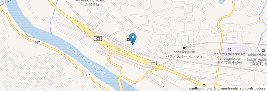 Mapa de ubicacion de 味鶴寿司 en Japão, 兵庫県, 宝塚市.