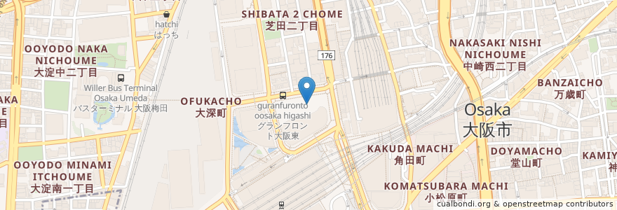 Mapa de ubicacion de スターバックス en Japón, Prefectura De Osaka, Osaka, 北区.