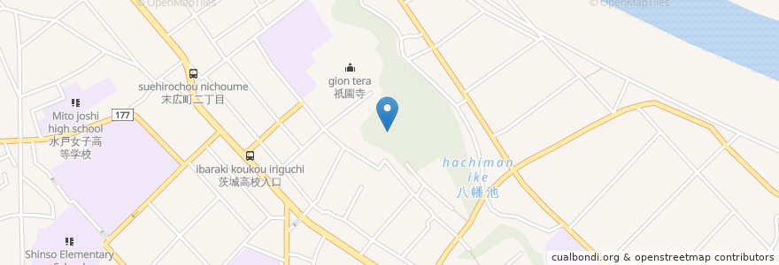 Mapa de ubicacion de 水戸八幡宮 en Japan, 茨城県, 水戸市.