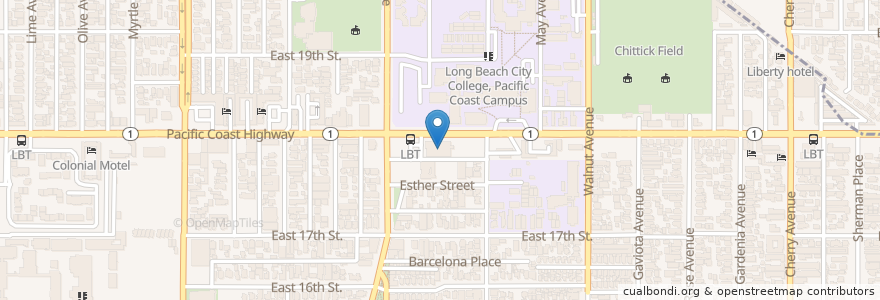 Mapa de ubicacion de CVS Pharmacy en Estados Unidos Da América, Califórnia, Los Angeles County, Long Beach.