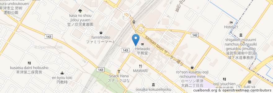 Mapa de ubicacion de マルワ漢方 en اليابان, شيغا, 草津市.