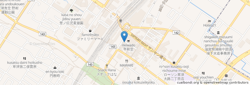 Mapa de ubicacion de 浜学園 en Japonya, 滋賀県, 草津市.