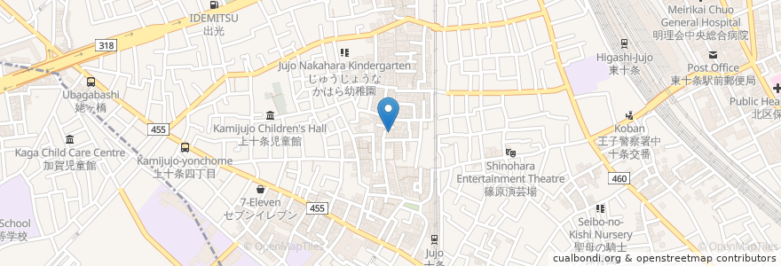 Mapa de ubicacion de ユワヒドウ化粧品 en ژاپن, 東京都, 北区.