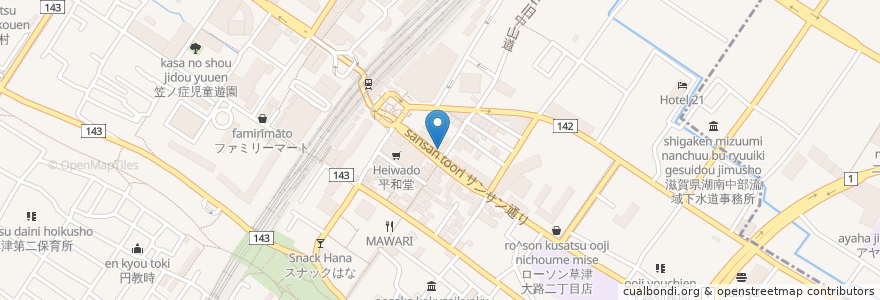 Mapa de ubicacion de B級スタンド en Giappone, Prefettura Di Shiga, 草津市.