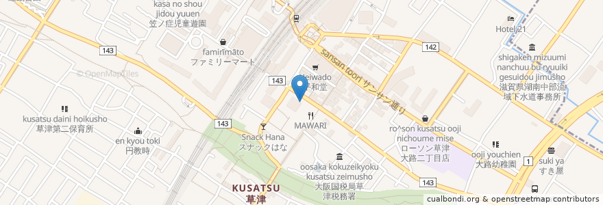 Mapa de ubicacion de 草津駅前デンタルクリニック en Japon, Préfecture De Shiga, 草津市.