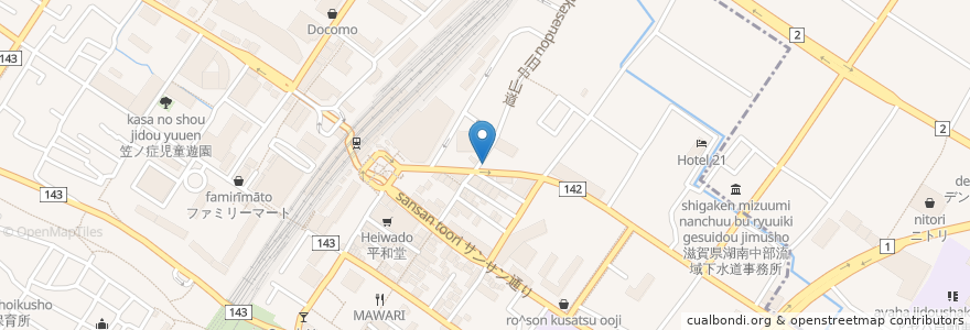Mapa de ubicacion de きばり屋 en Jepun, 滋賀県, 草津市.
