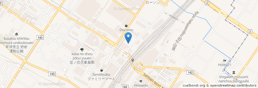 Mapa de ubicacion de 市営自転車駐車場 en Japon, Préfecture De Shiga, 草津市.