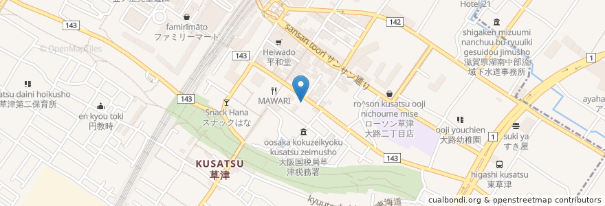 Mapa de ubicacion de けんしん en Japonya, 滋賀県, 草津市.