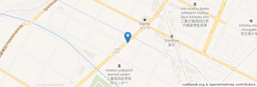 Mapa de ubicacion de 新生食堂 en Japan, 三重県, 四日市市.