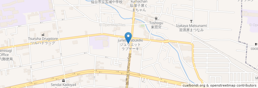 Mapa de ubicacion de 宮城第三調剤薬局 en Japonya, 宮城県, 仙台市, 青葉区.