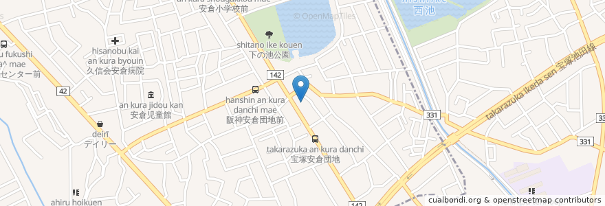 Mapa de ubicacion de 安倉南食堂 en Giappone, Prefettura Di Hyōgo, 伊丹市.