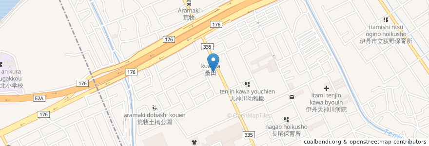 Mapa de ubicacion de スシロー 伊丹荒牧店 en اليابان, 兵庫県, 伊丹市.