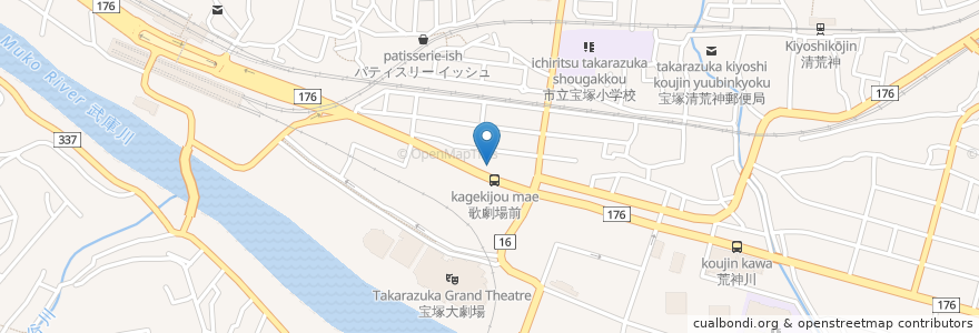 Mapa de ubicacion de 出光 宝塚給油所 en Japan, 兵庫県, 宝塚市.