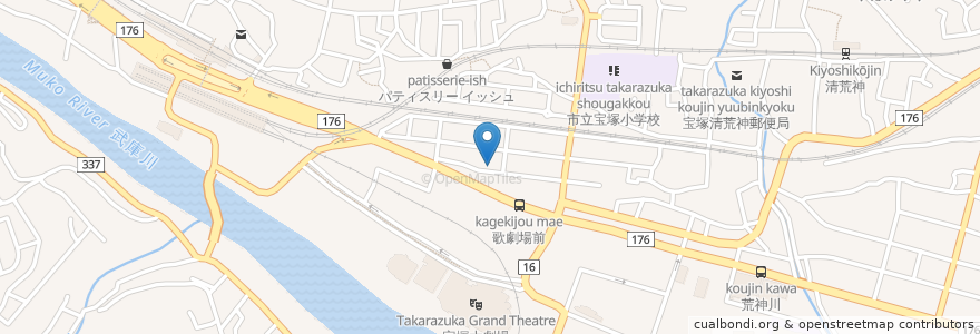 Mapa de ubicacion de か味島 en 일본, 효고현, 宝塚市.