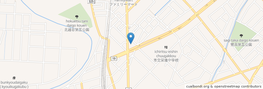 Mapa de ubicacion de ラーメン魁力屋 en Japão, 埼玉県, 越谷市.