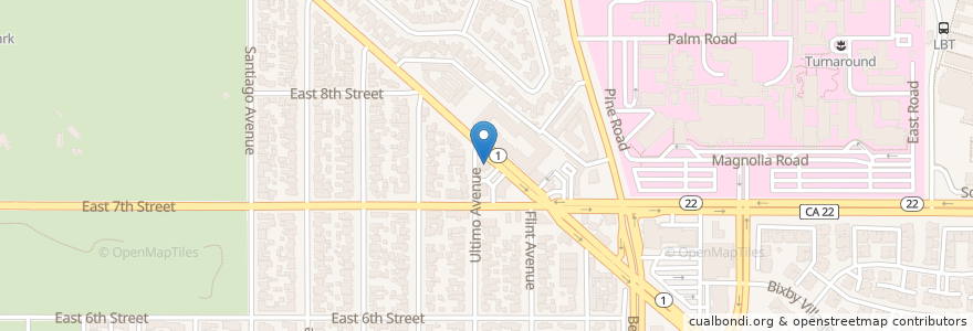 Mapa de ubicacion de Denny's en Verenigde Staten, Californië, Los Angeles County, Long Beach.