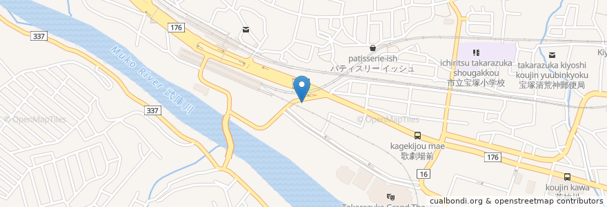 Mapa de ubicacion de 炭火焼鳥専門店 あみや 宝塚店 en 日本, 兵库县/兵庫縣, 宝塚市.