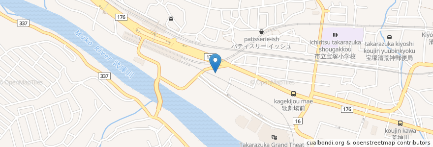Mapa de ubicacion de 中庭商店 en اليابان, 兵庫県, 宝塚市.
