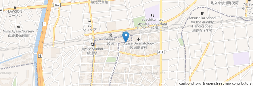 Mapa de ubicacion de Kitchen Origin en 日本, 東京都, 足立区.