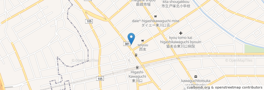 Mapa de ubicacion de 埼玉りそな銀行東川口支店 en Japan, Präfektur Saitama, 川口市.