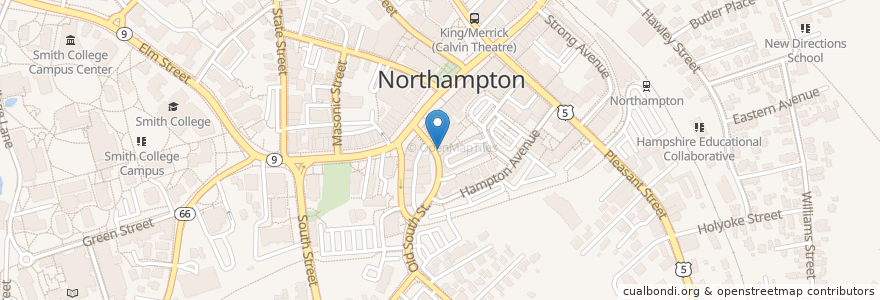 Mapa de ubicacion de Paul & Elizabeth's en Amerika Syarikat, Massachusetts, Hampshire County, Northampton.