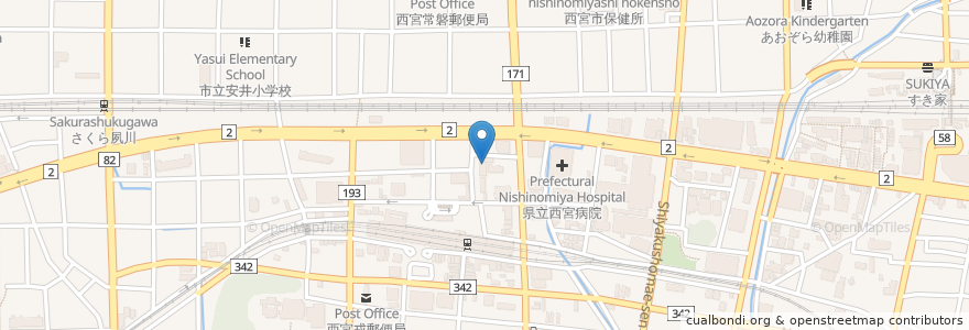 Mapa de ubicacion de アジル en 日本, 兵库县/兵庫縣, 西宮市.