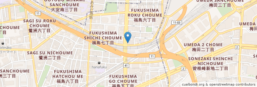 Mapa de ubicacion de せんべろゆうじ en 日本, 大阪府, 大阪市.